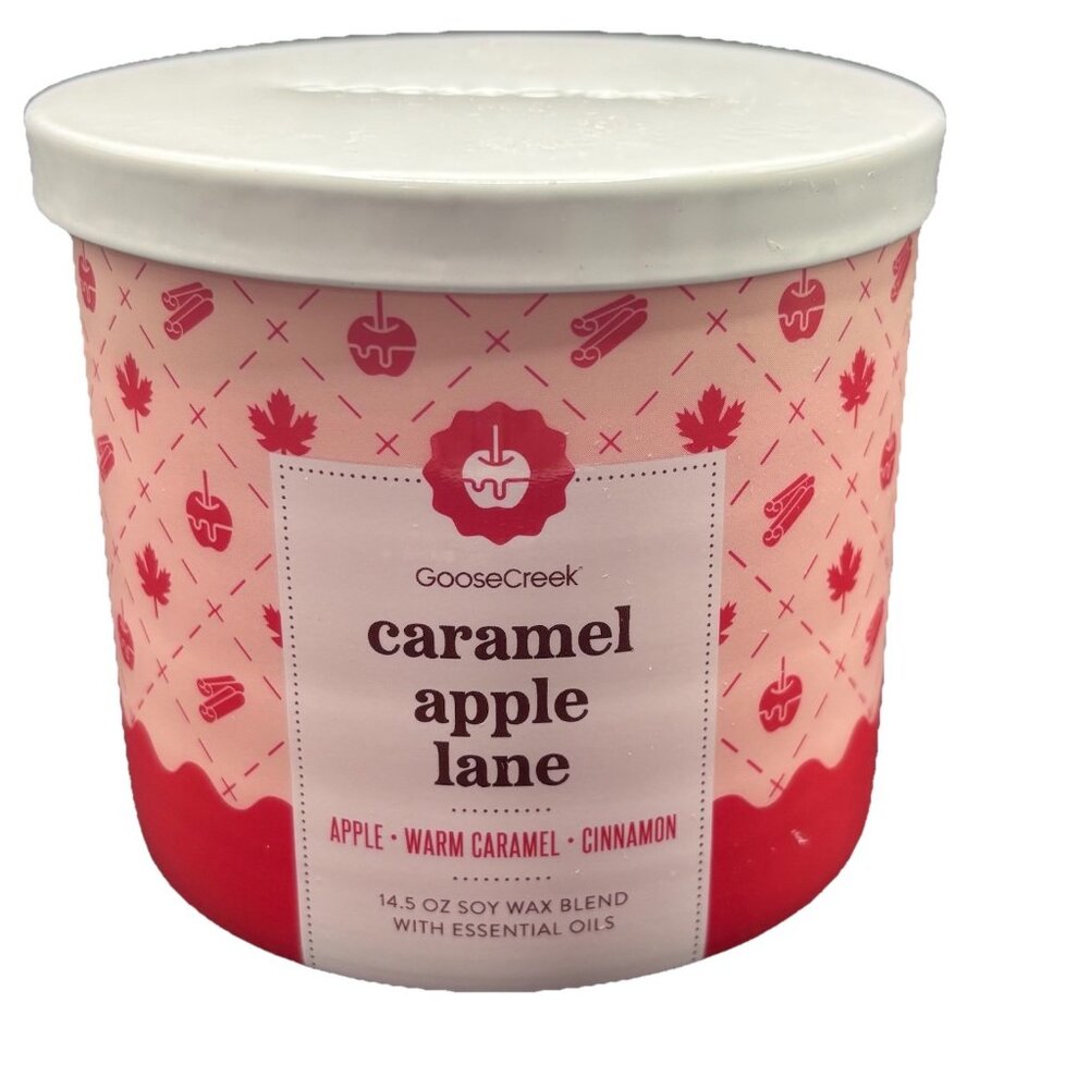 Goose Creek Caramel Apple Lane 3 wick Candle 14.5 oz Jar Fall Autumn Cinnamon